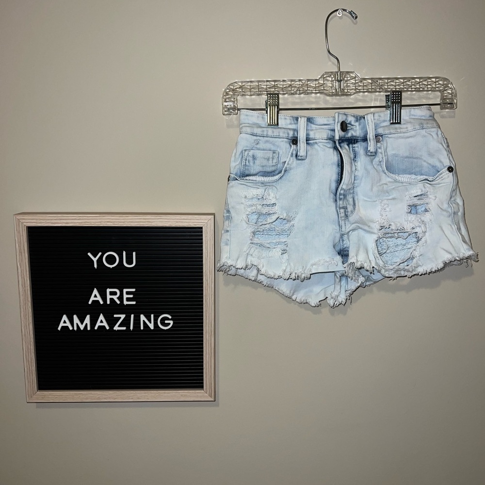 Mossimo Ripped Denim Shorts with Lace pattern pockets